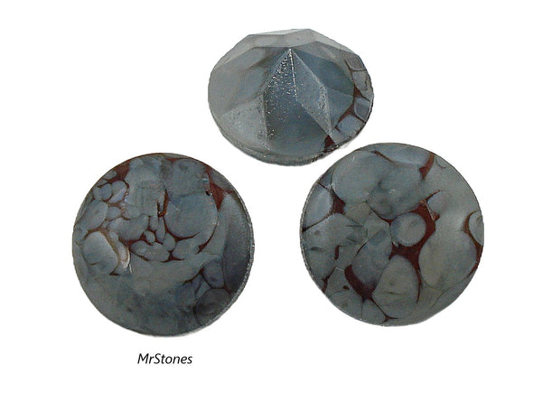 14.2-14.5mm (3189) (60ss) Gray Burgundy Matrix Round Buff Top Doublets West Germany
