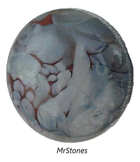14.2-14.5mm (3189) (60ss) Gray Burgundy Matrix Round Buff Top Doublets West Germany