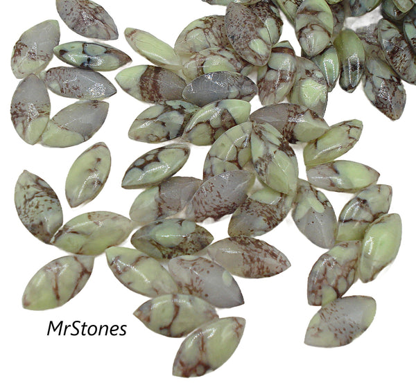 10x5mm (3146) Mint Brown Matrix Marquise Navette Buff Top Doublet West Germany