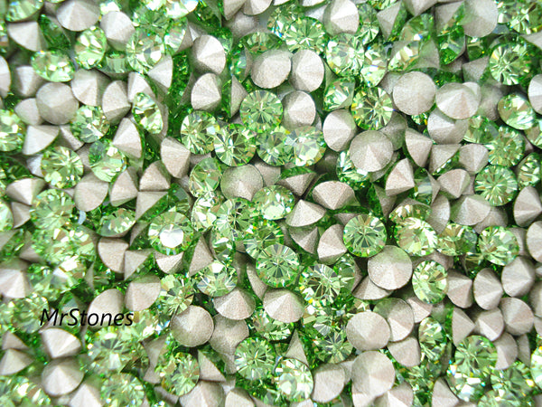 3.5mm (1028) (28pp) New Peridot Swarovski Silver Foil Round Chaton
