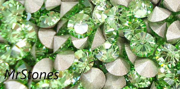 3.5mm (1028) (28pp) New Peridot Swarovski Silver Foil Round Chaton