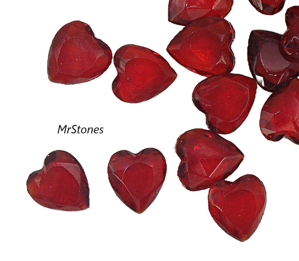 9x8mm (4816) Ruby Siam TTC Fire Polished Heart Shape Unfoiled 2pc/$1.00