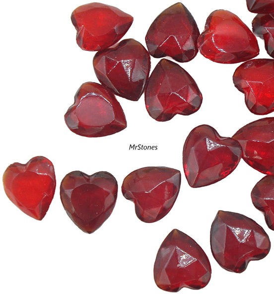 9x8mm (4816) Ruby Siam TTC Fire Polished Heart Shape Unfoiled 2pc/$1.00