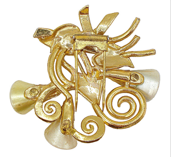 2 3/4" Calla Lily (3) Enamel Gold Tone Fur Clip