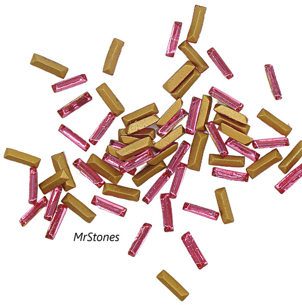 6x2mm (4500/2) Rose Pink Fire Polished Baguettes France 1pc/$0.35 or 144pcs/$3.95