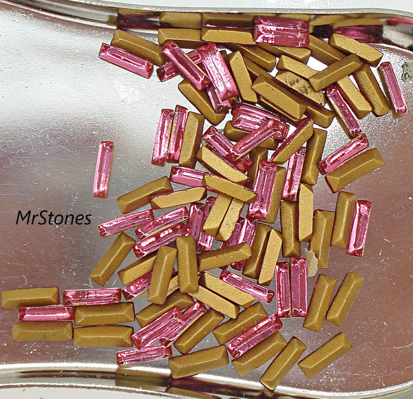 6x2mm (4500/2) Rose Pink Fire Polished Baguettes France 1pc/$0.35 or 144pcs/$3.95
