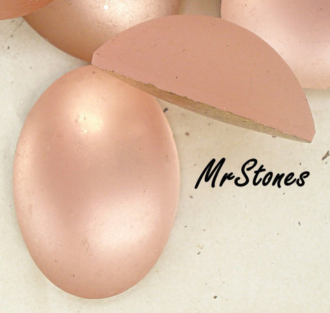 18x13mm (2195) Frosted Matte Rose Pink Oval Cabochon