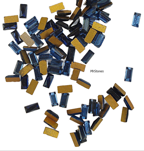 4x2mm (3932) Montana Blue Flatback Baguette 1pc/$0.25 or 10pcs/$1.00