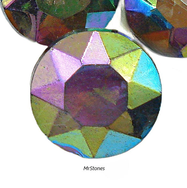 13.7mm (1200/2) (60ss?) TTC Black Diamond AB Dentelle Round Chaton Gold Foiled