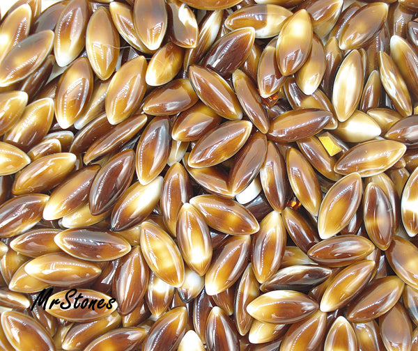 15x7mm (3146) Brown Horn Marquise Navette Buff Top Doublet