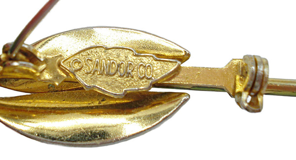 Sandor Co. 2 3/4" Enamel Red Coral Tulip Flower Brooch