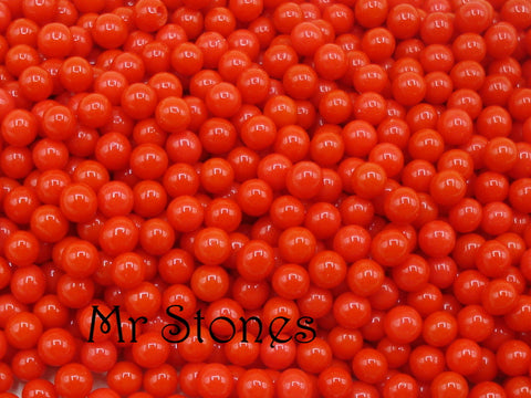 3.5mm (8988) Red Coral Glass Undrilled Balls (20pk)