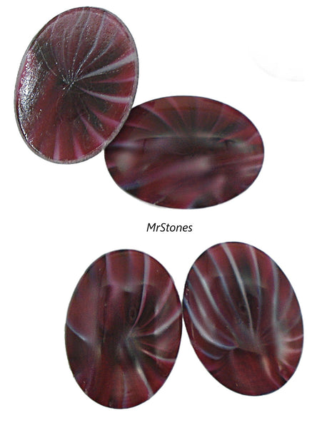25x18mm (1685) Red Plum Soft White Swirl Oval Cabochon