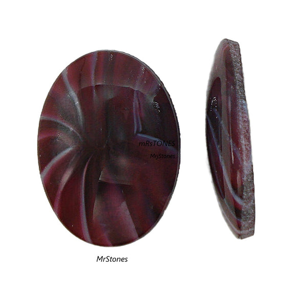 25x18mm (1685) Red Plum Soft White Swirl Oval Cabochon