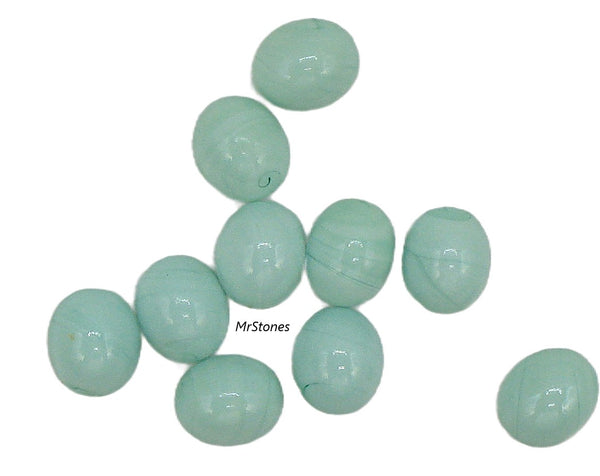 7x6mm (2195) Mint Green Faint Stripes Oval Cabochon Bombe Cut Bottom 1pc/$0.25 5pc/$1.00