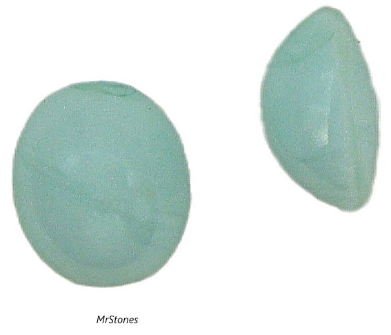 7x6mm (2195) Mint Green Faint Stripes Oval Cabochon Bombe Cut Bottom 1pc/$0.25 5pc/$1.00