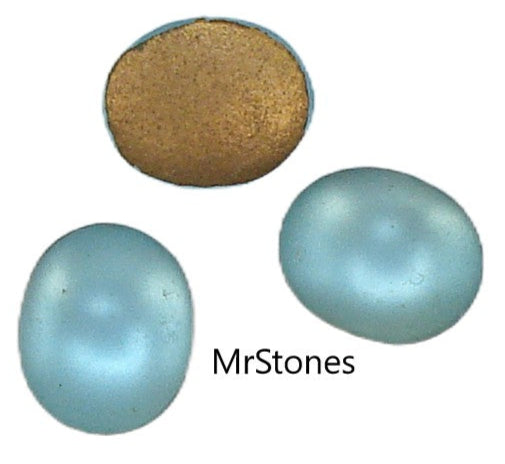 12x10mm (2195) Frosted Aqua Bombe Oval Matte Cabochon 1pc, 5pc, 60pc Pkg