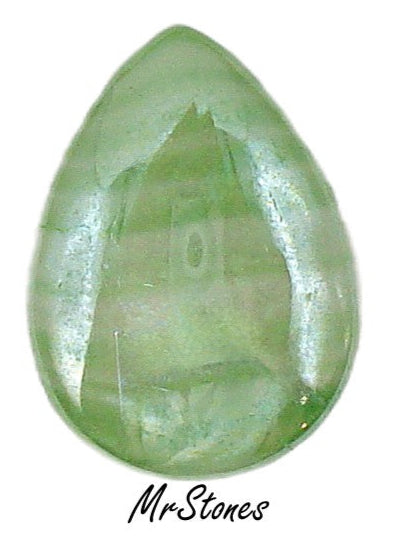 18x13mm (3101) Green Agate Luster Pear Pendeloque Buff Top Doublet West Germany