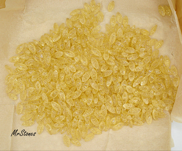 10x5mm or 15x7mm (3146) Topaz Yellow Crackle Marquise Navette Buff Top Doublet