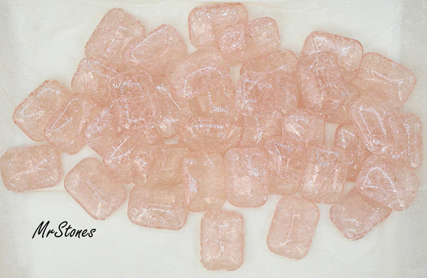18x13mm (3436) Rose Pink Crackle Cushion Octagon Buff Top Doublet 1pc or 36pc Pkg.
