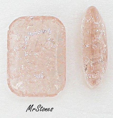 18x13mm (3436) Rose Pink Crackle Cushion Octagon Buff Top Doublet 1pc or 36pc Pkg.