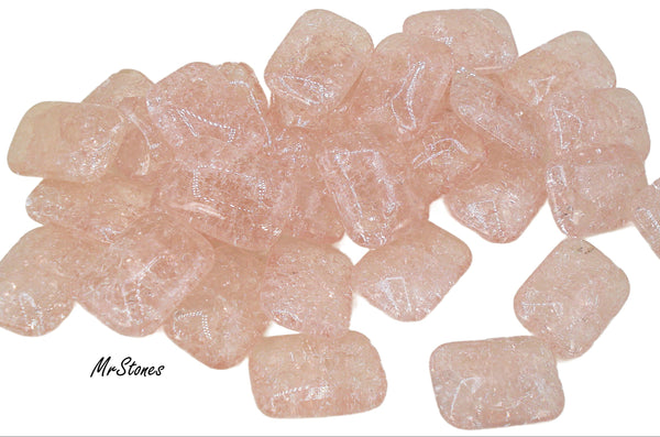 18x13mm (3436) Rose Pink Crackle Cushion Octagon Buff Top Doublet 1pc or 36pc Pkg.