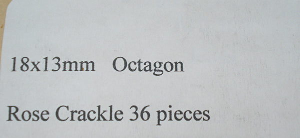 18x13mm (3436) Rose Pink Crackle Cushion Octagon Buff Top Doublet 1pc or 36pc Pkg.