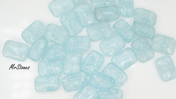 18x13mm (3436) Aqua Blue Crackle Cushion Octagon Buff Top Doublet 1pc or 36pc Pkg