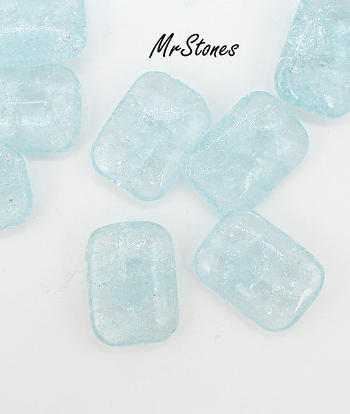18x13mm (3436) Aqua Blue Crackle Cushion Octagon Buff Top Doublet 1pc or 36pc Pkg