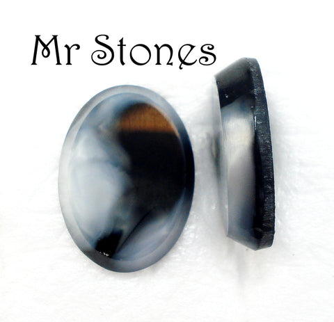 18x13mm (1685/2) TTC Black White Matrix Swirl Oval Cabochon Flat Top
