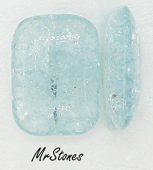 18x13mm (3436) Aqua Blue Crackle Cushion Octagon Buff Top Doublet 1pc or 36pc Pkg