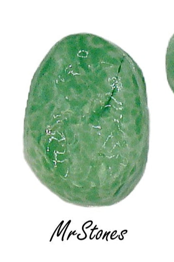 20x15mm (1685) Glass Jade Green Nugget Shape Textured Top Flat Back