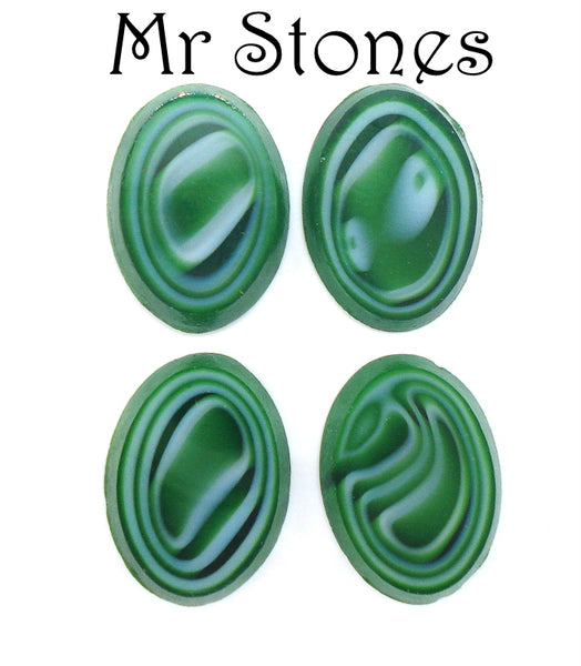 18x13mm (1685/2) TTC Green White Swirl Oval Flat Top Cabochon