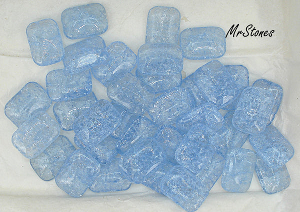 18x13mm (3436) Light Sapphire Crackle Cushion Octagon Buff Top Doublet 1pc or 36pc Pkg