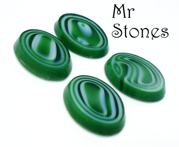 18x13mm (1685/2) TTC Green White Swirl Oval Flat Top Cabochon