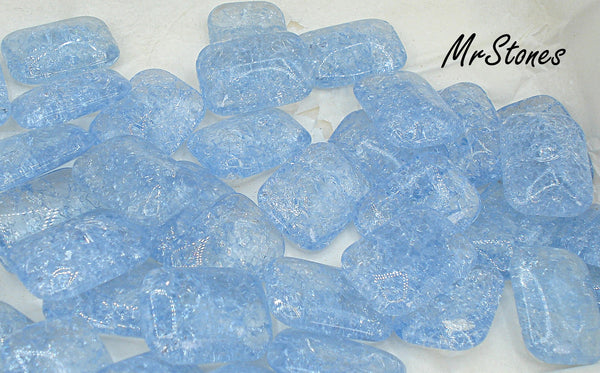 18x13mm (3436) Light Sapphire Crackle Cushion Octagon Buff Top Doublet 1pc or 36pc Pkg