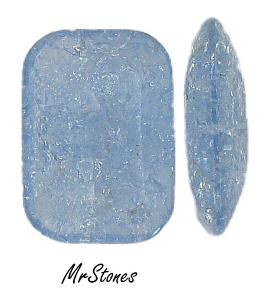 18x13mm (3436) Light Sapphire Crackle Cushion Octagon Buff Top Doublet 1pc or 36pc Pkg