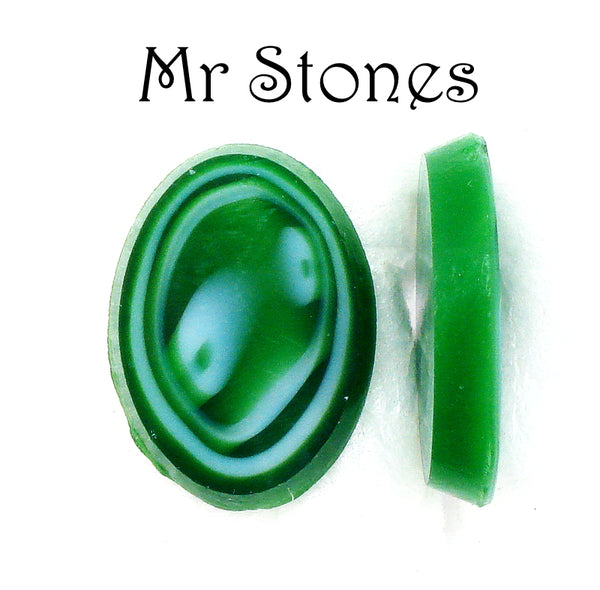 18x13mm (1685/2) TTC Green White Swirl Oval Flat Top Cabochon