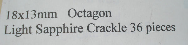 18x13mm (3436) Light Sapphire Crackle Cushion Octagon Buff Top Doublet 1pc or 36pc Pkg