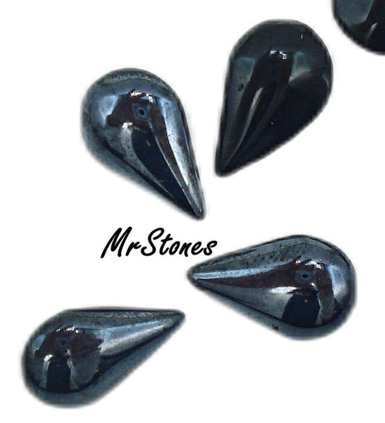 10x6mm and 13x7.8mm (3101) Gun Metal Pear Shape Teardrop Buff Top Doublet 1pc or 4pc