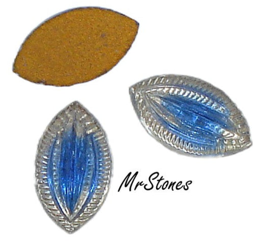 12x7mm Sapphire Sabrina Glass Ribbed Leaves Flatback Marquise 4pcs/$1.00