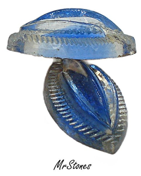 12x7mm Sapphire Sabrina Glass Ribbed Leaves Flatback Marquise 4pcs/$1.00