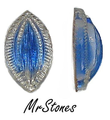 12x7mm Sapphire Sabrina Glass Ribbed Leaves Flatback Marquise 4pcs/$1.00