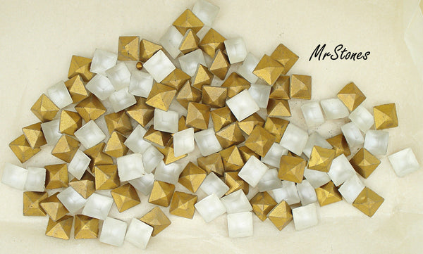 8mm (4400) Crystal Frosted Square Shape West Germany US Zone
