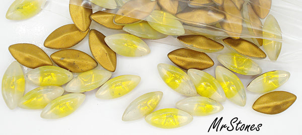 15x7mm (3146) Yellow Sabrina Marquise Navette Buff Top Doublet