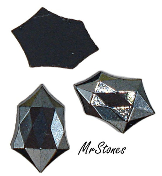 15x10mm Gunmetal Gray Shield Flatback Fully Faceted Pointed Top