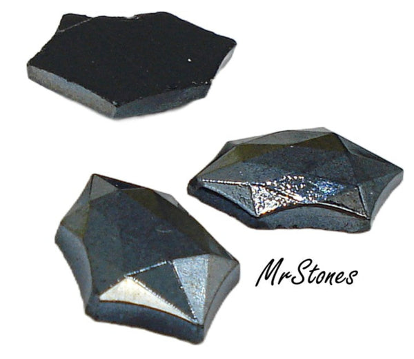 15x10mm Gunmetal Gray Shield Flatback Fully Faceted Pointed Top