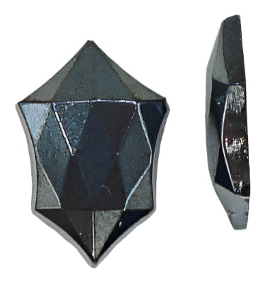 15x10mm Gunmetal Gray Shield Flatback Fully Faceted Pointed Top
