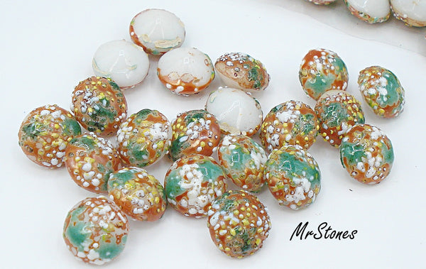 8.2-8.4mm (3189) (39ss) Juliana Easter Egg Orange Green White Round Buff Top Doublet