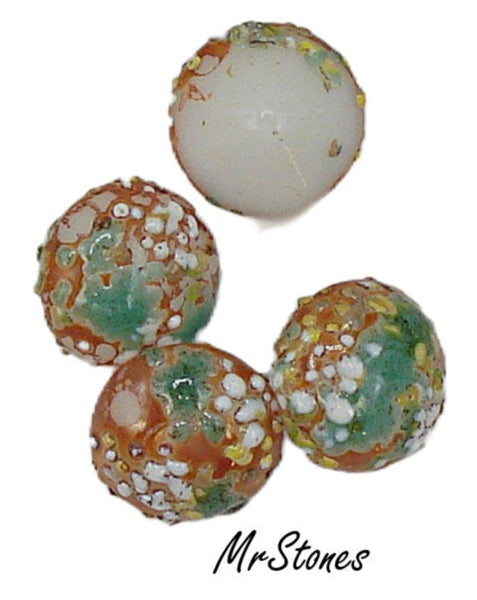 8.2-8.4mm (3189) (39ss) Juliana Easter Egg Orange Green White Round Buff Top Doublet